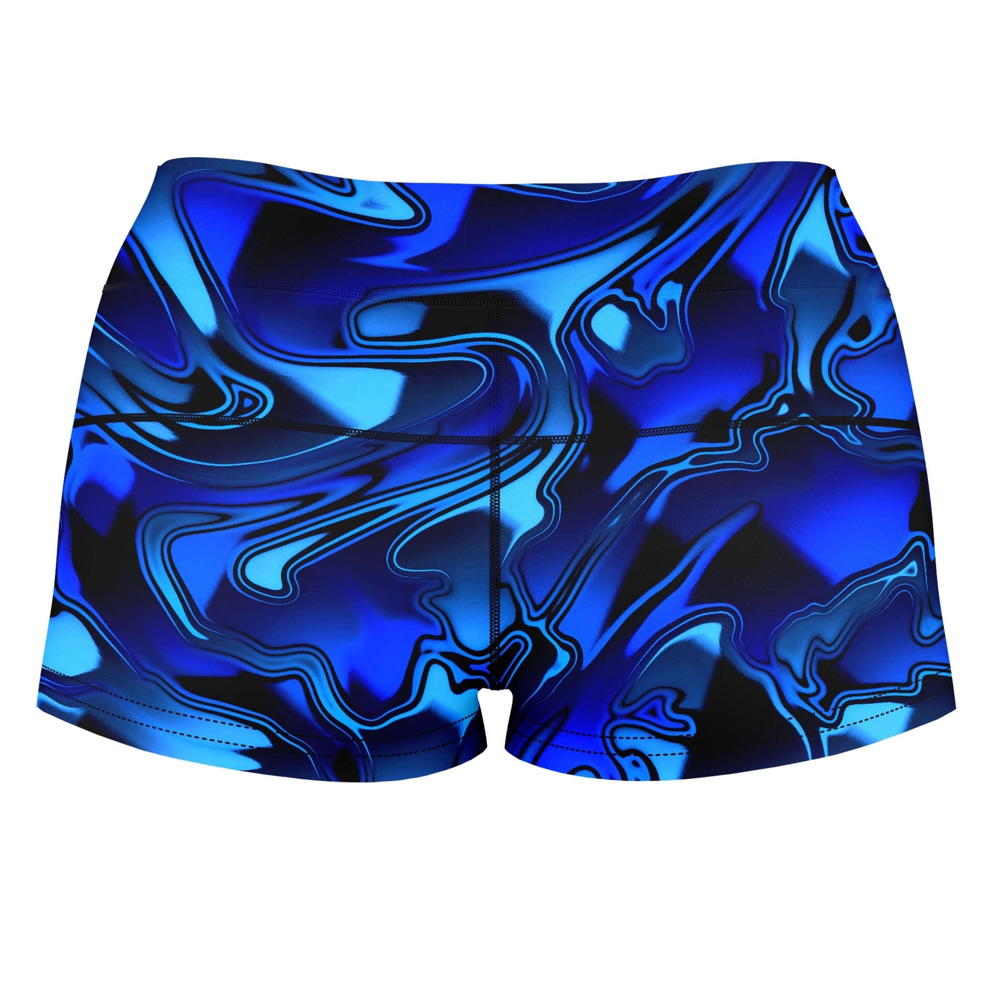 Blue Chromatic Melt High-Waisted Women's Shorts, Big Tex Funkadelic, | iEDM