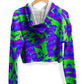 Green and Purple Hypno Splatter Fleece Crop Hoodie, Big Tex Funkadelic, | iEDM