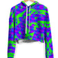 Green and Purple Hypno Splatter Fleece Crop Hoodie, Big Tex Funkadelic, | iEDM