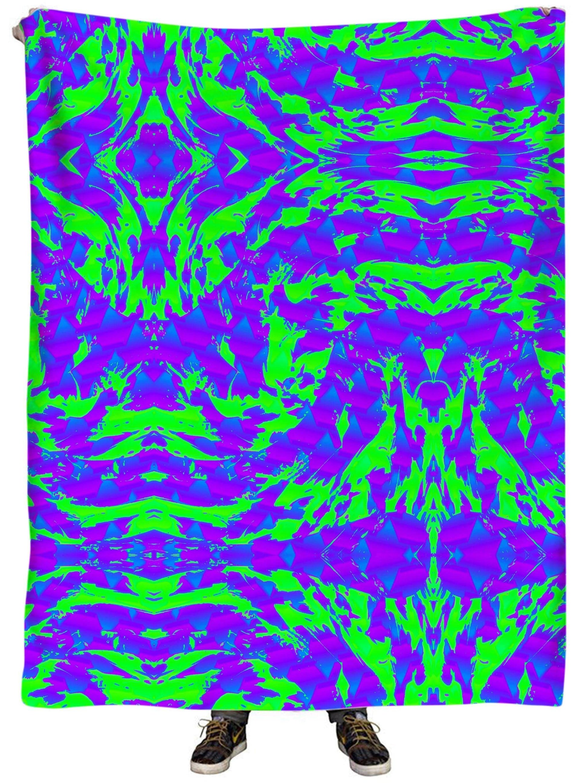 Green and Purple Hypno Splatter Plush Blanket, Big Tex Funkadelic, | iEDM