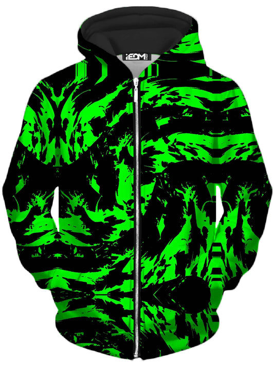 Neon Graffiti Paint Splatter Unisex Zip-Up Hoodie, Big Tex Funkadelic, | iEDM