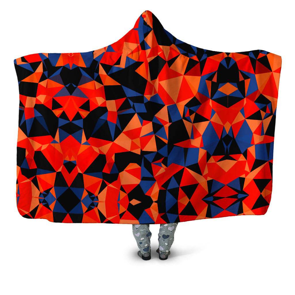 Orange and Black Geo Hooded Blanket, Big Tex Funkadelic, | iEDM