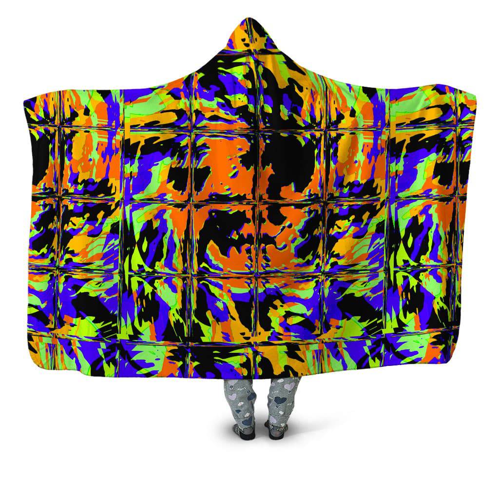 Orange Violet Rave Glitch Hooded Blanket, Big Tex Funkadelic, | iEDM