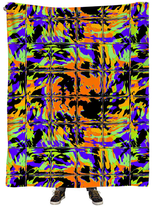Orange Violet Rave Glitch Plush Blanket, Big Tex Funkadelic, | iEDM