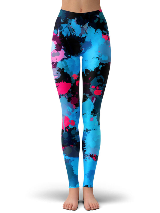 Pink and Blue Paint Splatter Leggings, Big Tex Funkadelic, | iEDM