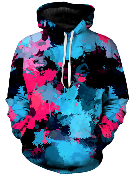 Pink and Blue Paint Splatter Unisex Hoodie, Big Tex Funkadelic, | iEDM