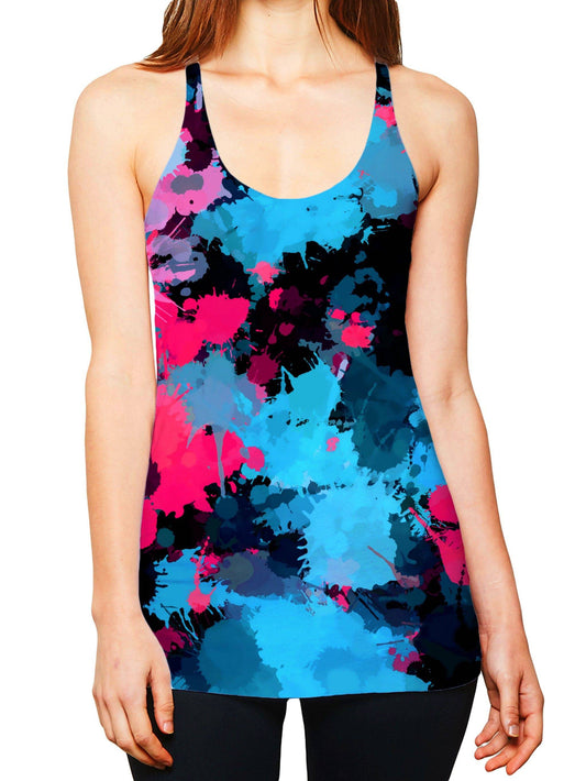 Pink and Blue Paint Splatter Women's Tank, Big Tex Funkadelic, | iEDM