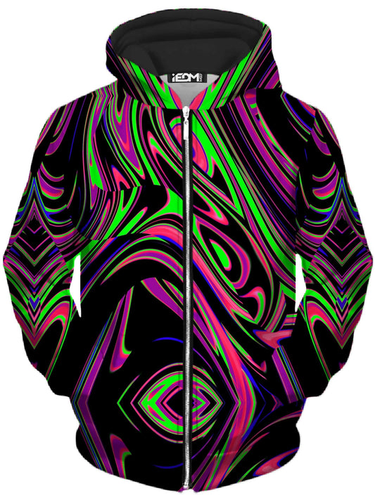 Pink and Green Blackout Drip Unisex Zip-Up Hoodie, Big Tex Funkadelic, | iEDM