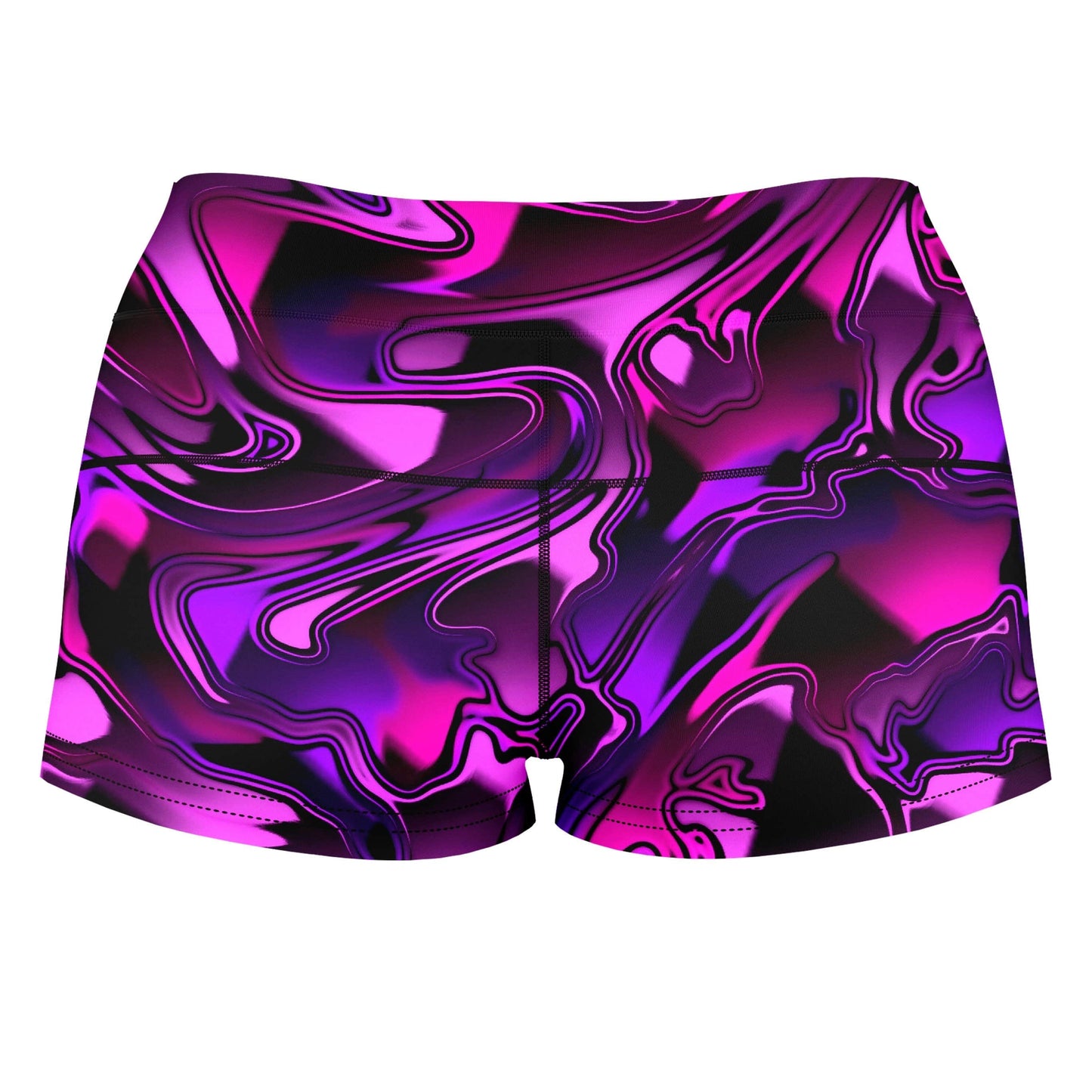 Pink and Purple Chromatic Melt High-Waisted Women's Shorts, Big Tex Funkadelic, | iEDM