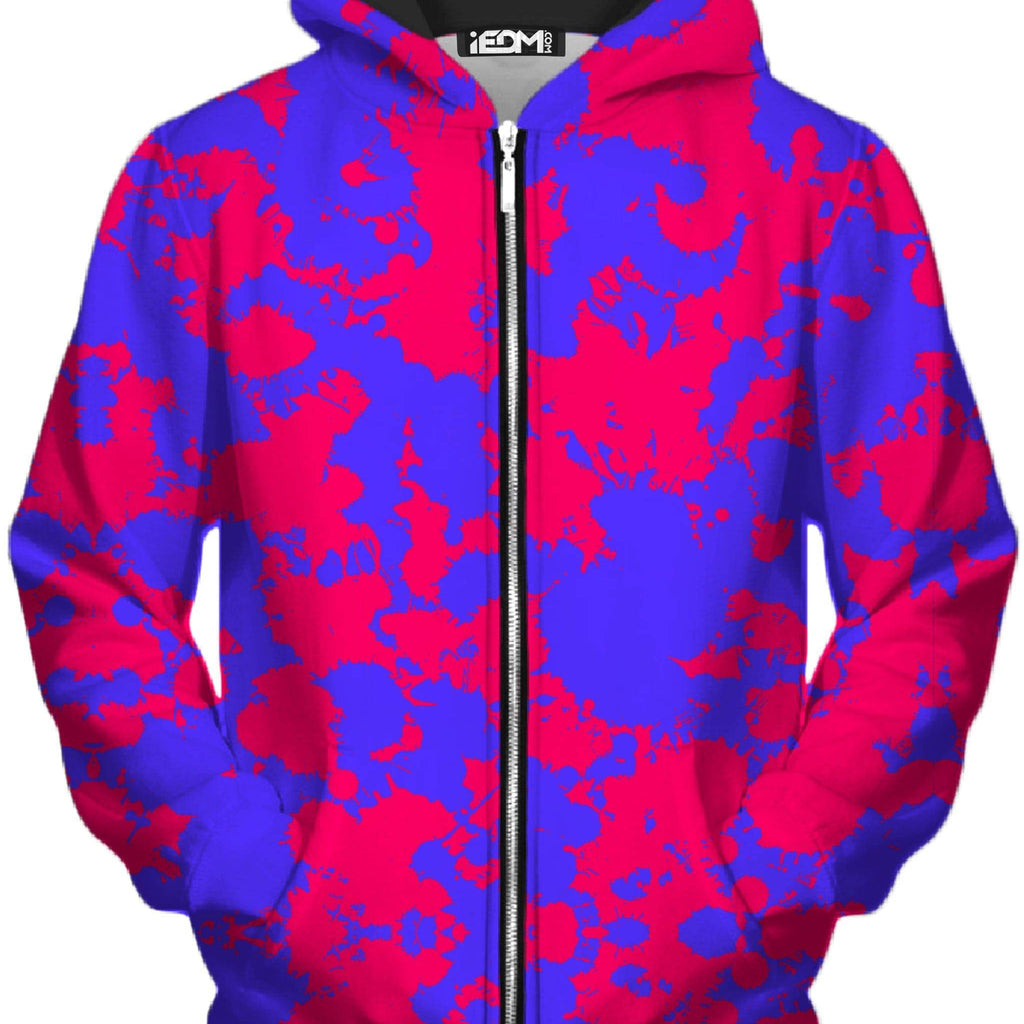 Pink and Violet Paint Splatter Unisex Zip-Up Hoodie, Big Tex Funkadelic, | iEDM