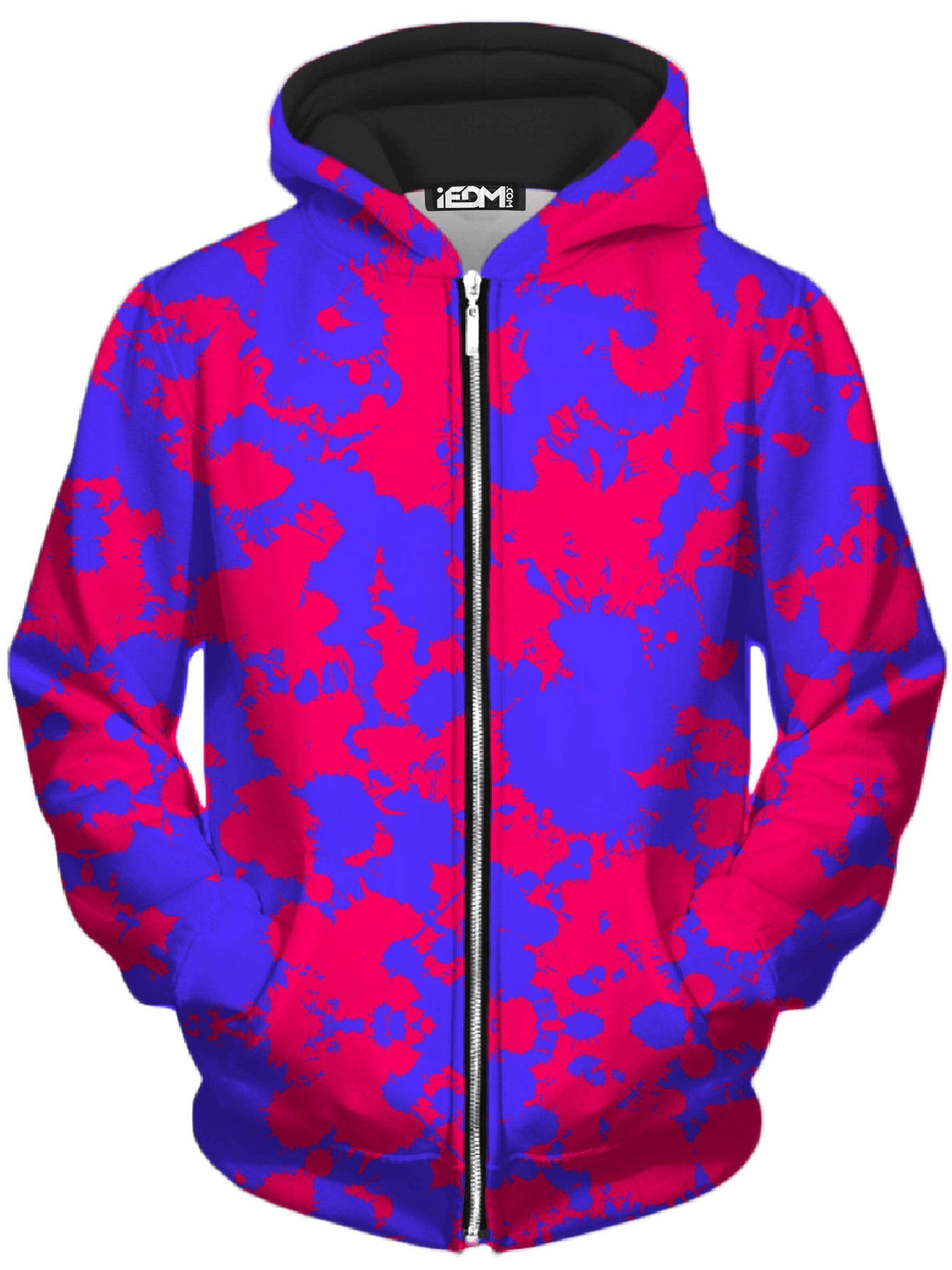 Pink and Violet Paint Splatter Unisex Zip-Up Hoodie, Big Tex Funkadelic, | iEDM