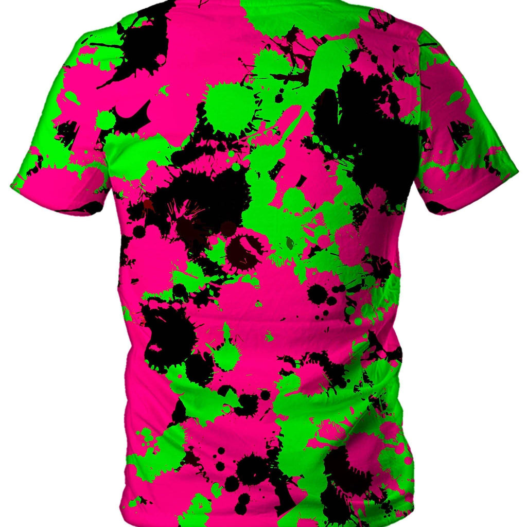 Pink Black and Green Paint Splatter Men's T-Shirt, Big Tex Funkadelic, | iEDM