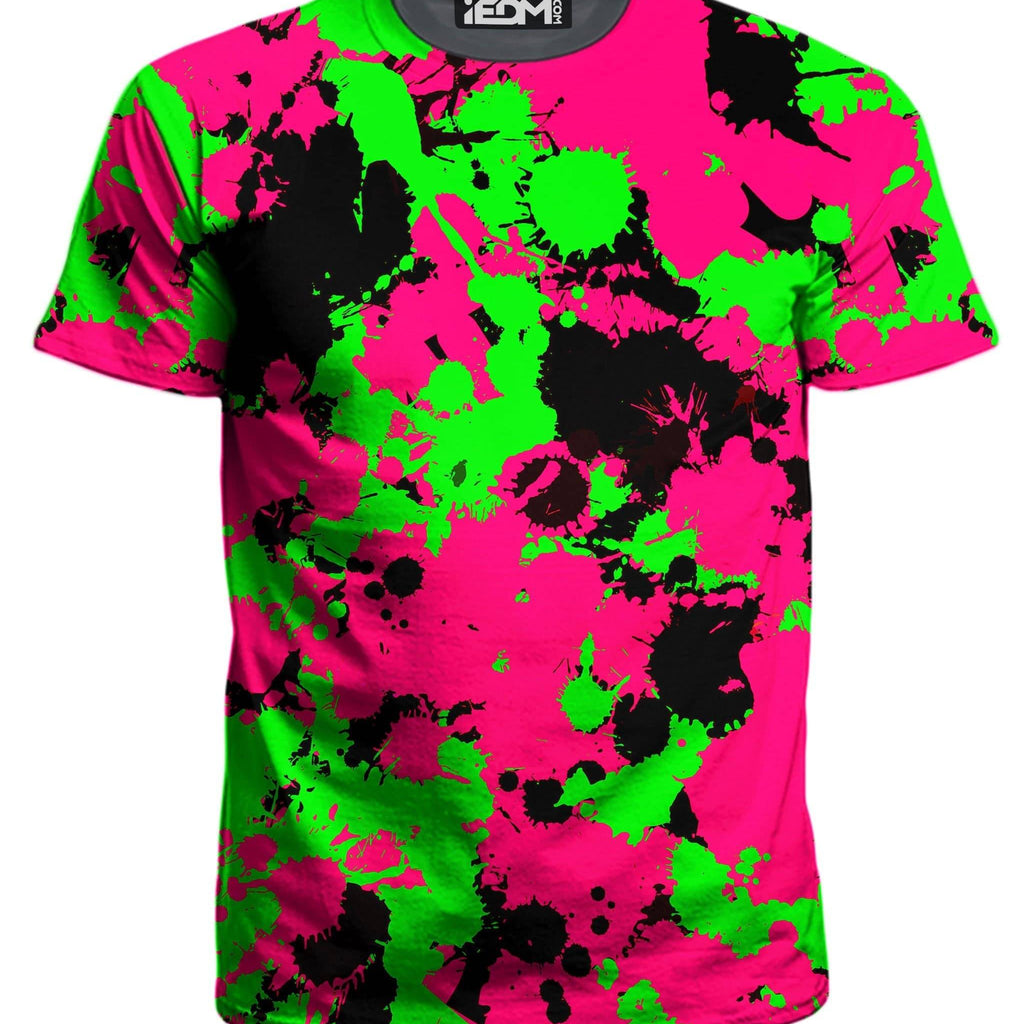 Pink Black and Green Paint Splatter Men's T-Shirt, Big Tex Funkadelic, | iEDM