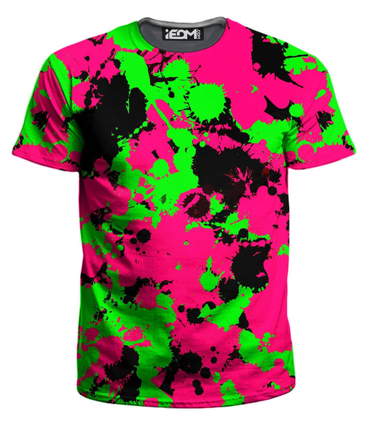 Pink Black and Green Paint Splatter Men's T-Shirt, Big Tex Funkadelic, | iEDM