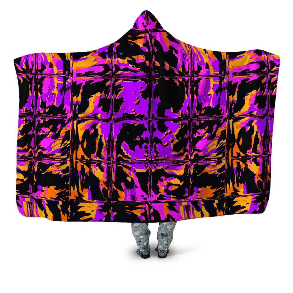 Purple Blackout Rave Glitch Hooded Blanket, Big Tex Funkadelic, | iEDM