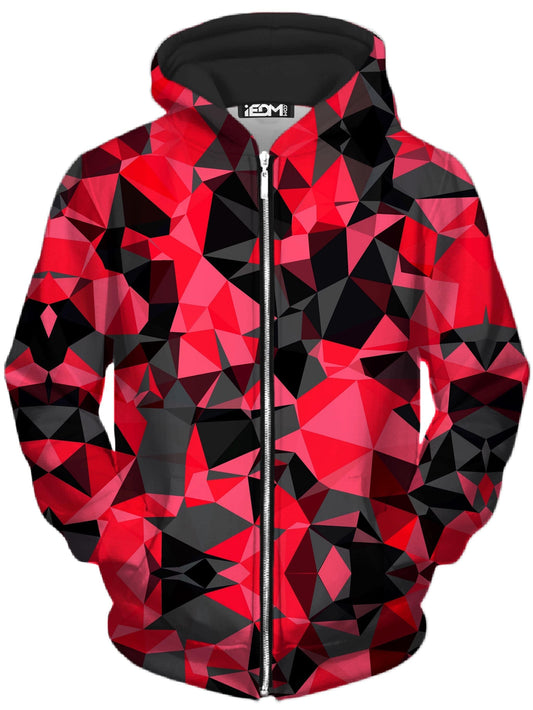 Red and Black Geo Unisex Zip-Up Hoodie, Big Tex Funkadelic, | iEDM