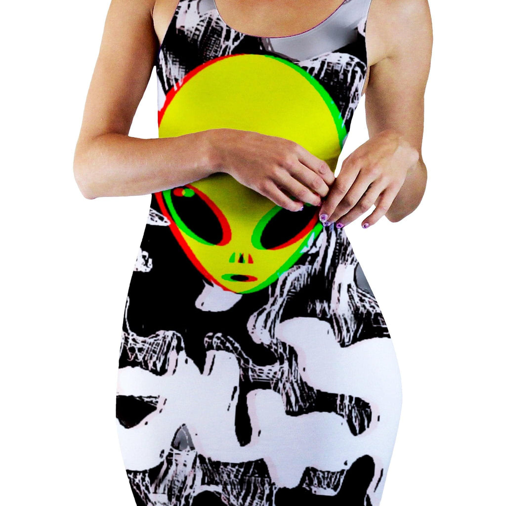 Trippy Alien Bodycon Mini Dress, Big Tex Funkadelic, | iEDM