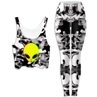 Big Tex Funkadelic - Trippy Alien Crop Top and Leggings Combo