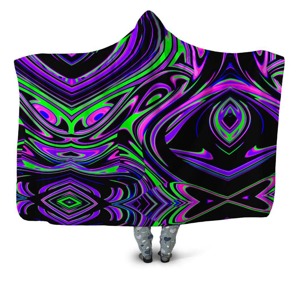 Violet and Lime Blackout Drip Hooded Blanket, Big Tex Funkadelic, | iEDM