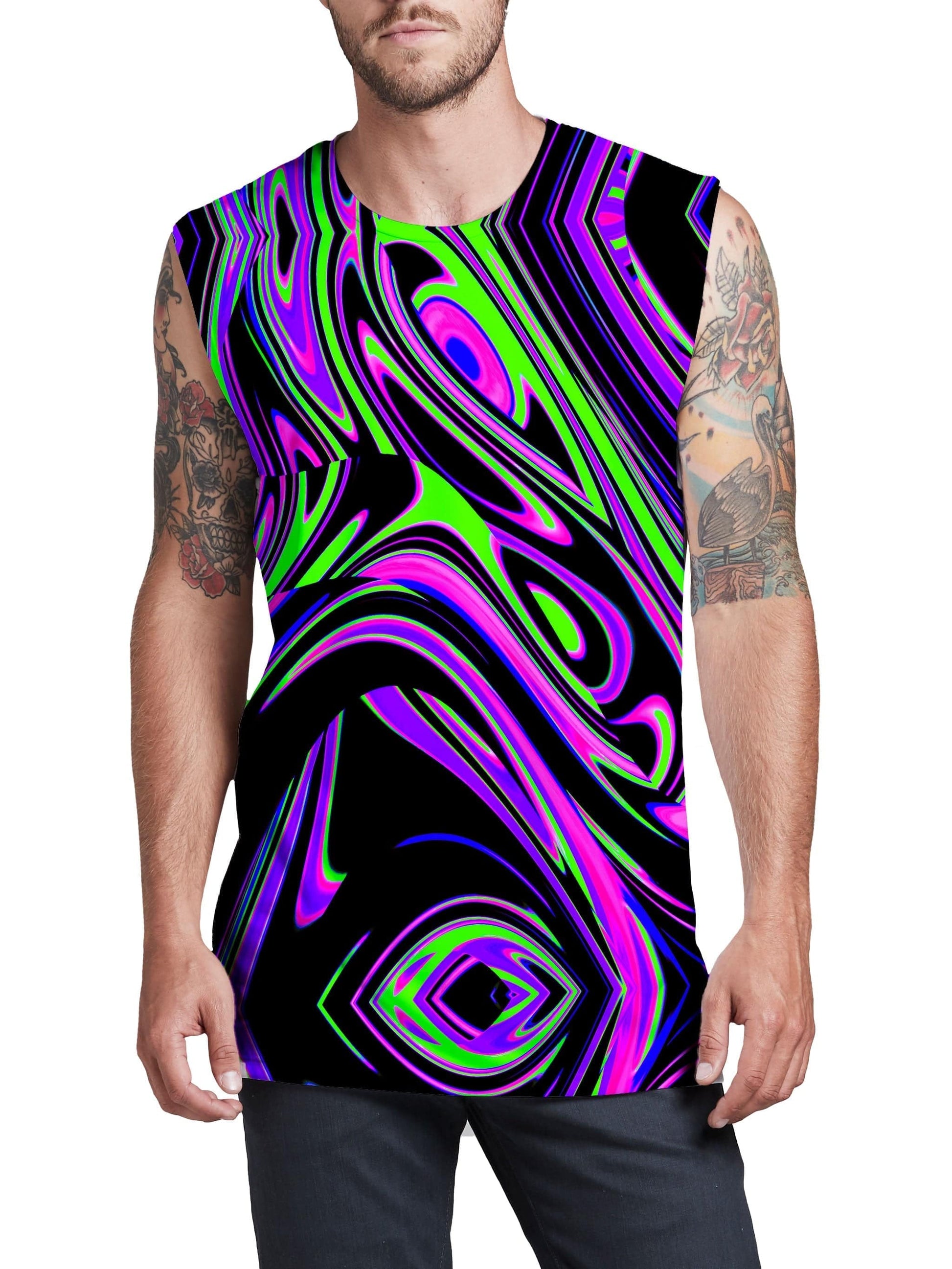 Violet and Lime Blackout Drip Men's Muscle Tank, Big Tex Funkadelic, | iEDM