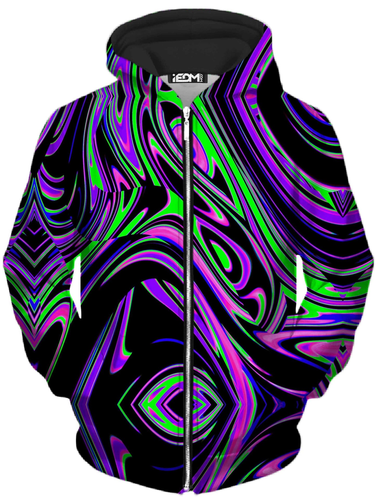 Violet and Lime Blackout Drip Unisex Zip-Up Hoodie, Big Tex Funkadelic, | iEDM