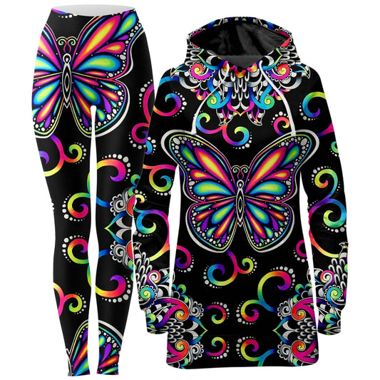 Butterfly Vibez Hoodie Dress and Leggings Combo, BrizBazaar, | iEDM