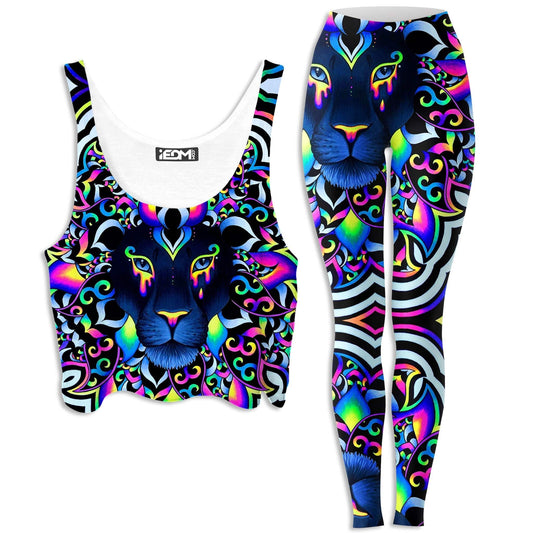 Electric Lion Crop Top and Leggings Combo, BrizBazaar, | iEDM
