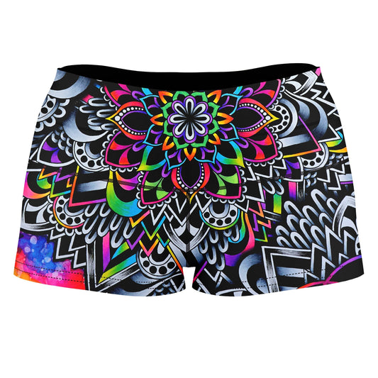 Mandala Vibez High-Waisted Women's Shorts, BrizBazaar, | iEDM