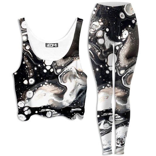 Monochrome Melt Crop Top and Leggings Combo, BrizBazaar, | iEDM