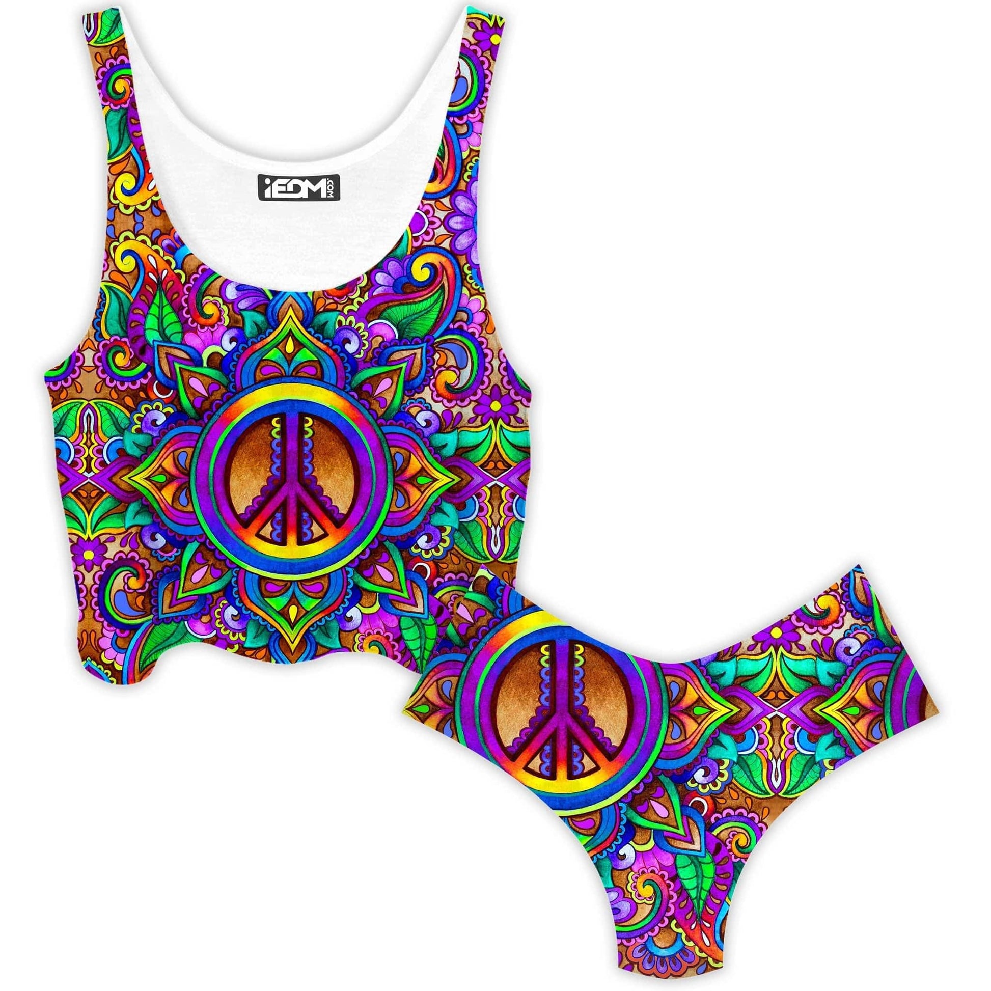Peace Stock Crop Top and Booty Shorts Combo, BrizBazaar, | iEDM