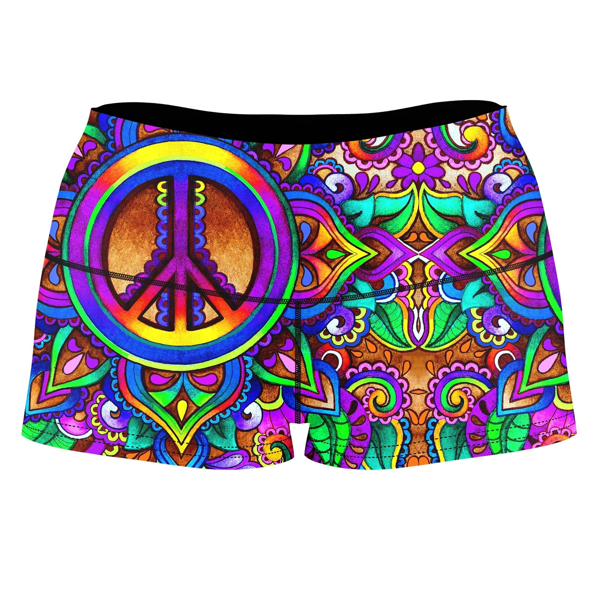 Peace Stock High-Waisted Women's Shorts, BrizBazaar, | iEDM