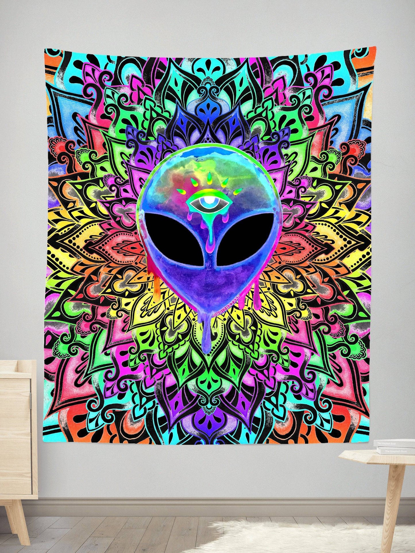 Psy Alien Purple Tapestry, BrizBazaar, | iEDM