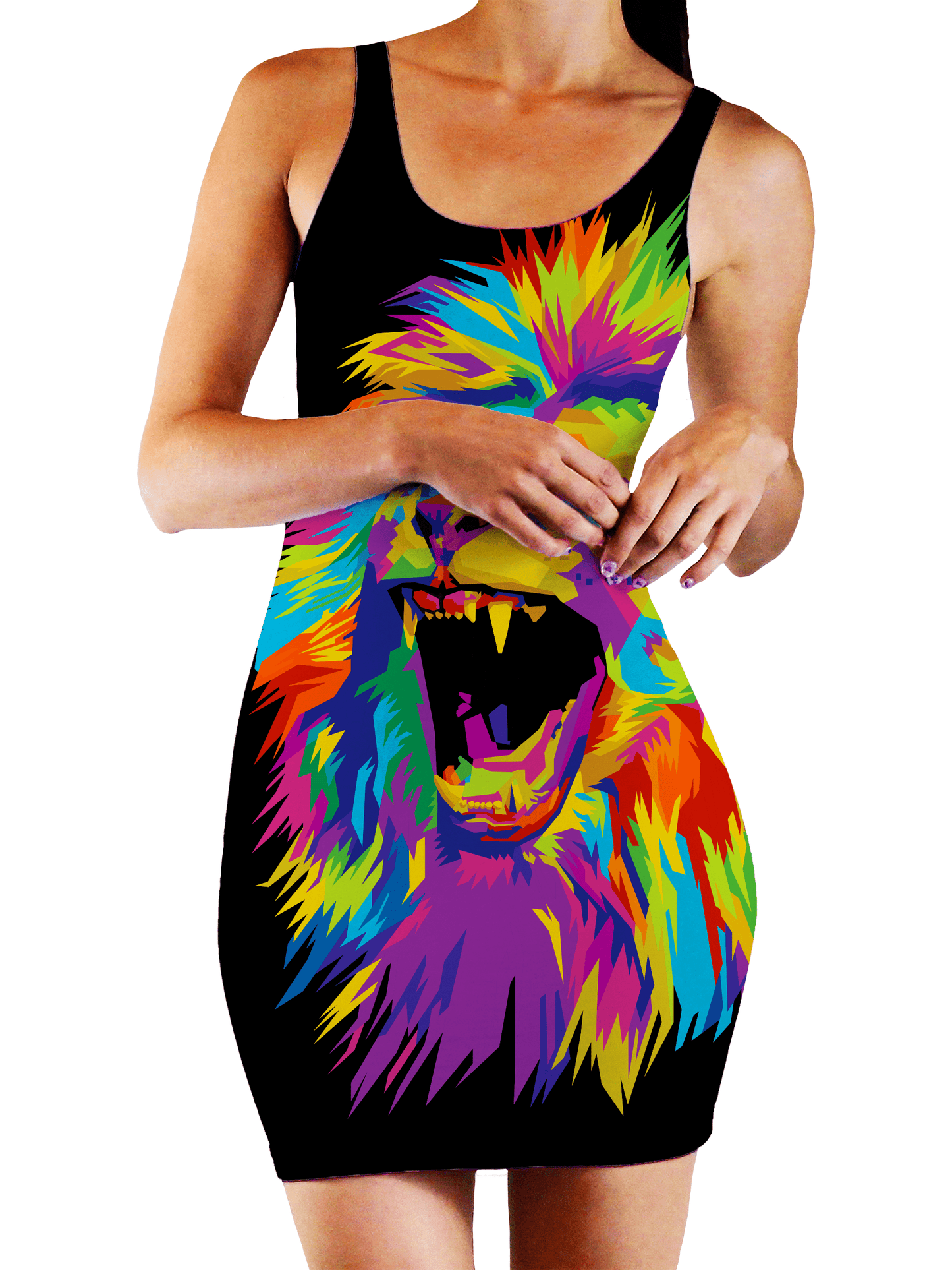 Psychedelic Lion Bodycon Mini Dress, Noctum X Truth, | iEDM