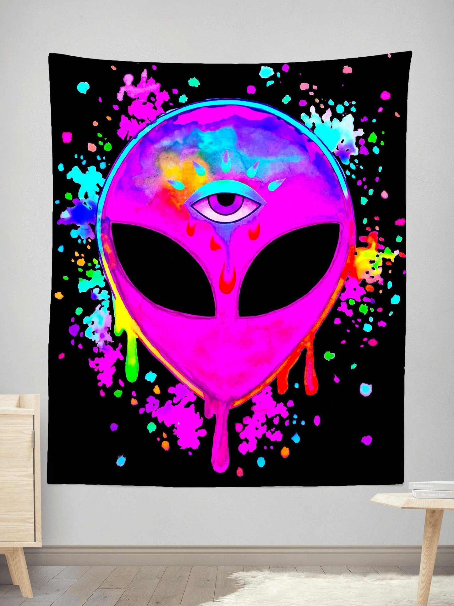 Splatter Alien Pink Tapestry, BrizBazaar, | iEDM