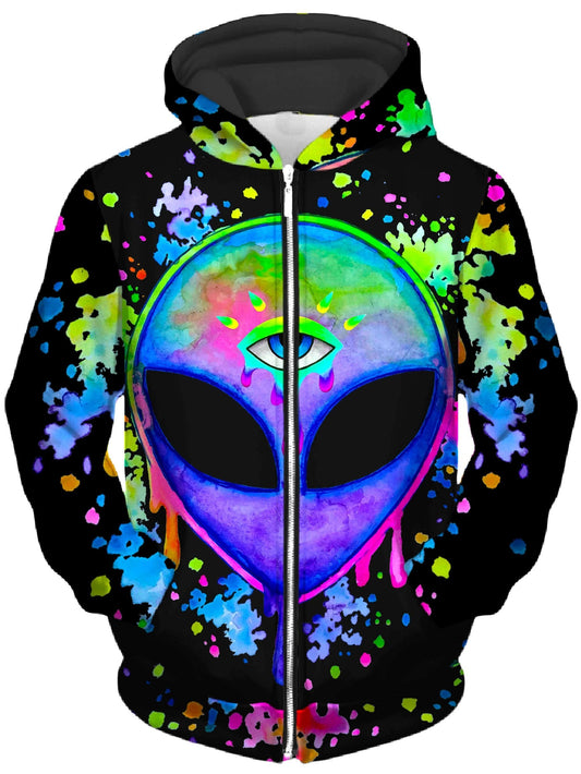 Splatter Alien Unisex Zip-Up Hoodie, BrizBazaar, | iEDM
