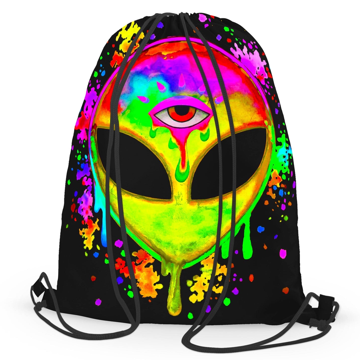 Splatter Alien Yellow Drawstring Bag, BrizBazaar, | iEDM
