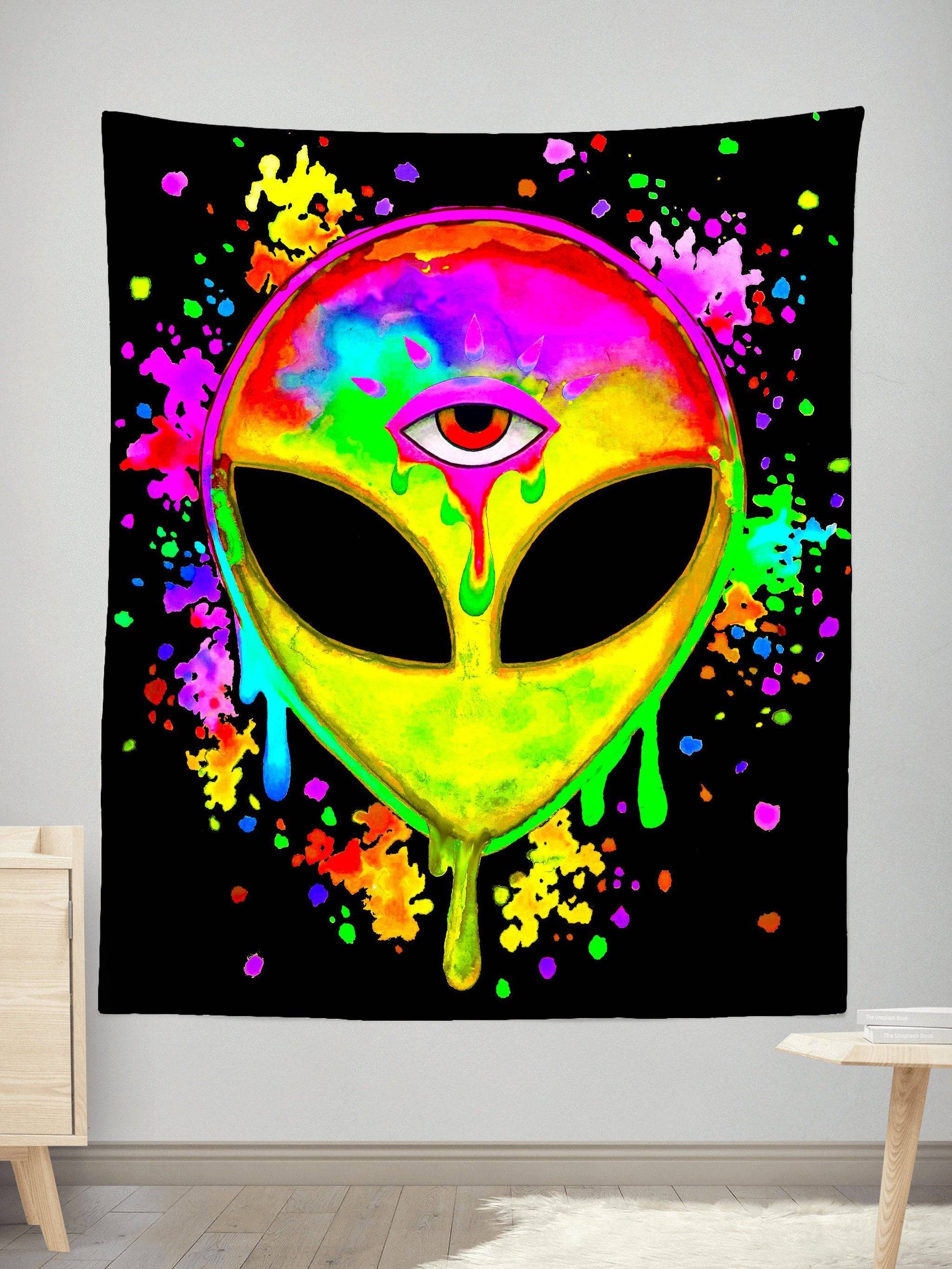 Splatter Alien Yellow Tapestry, BrizBazaar, | iEDM