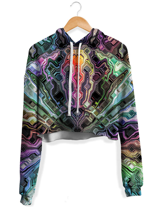 Holographic Storm Fleece Crop Hoodie, Glass Prism Studios, | iEDM