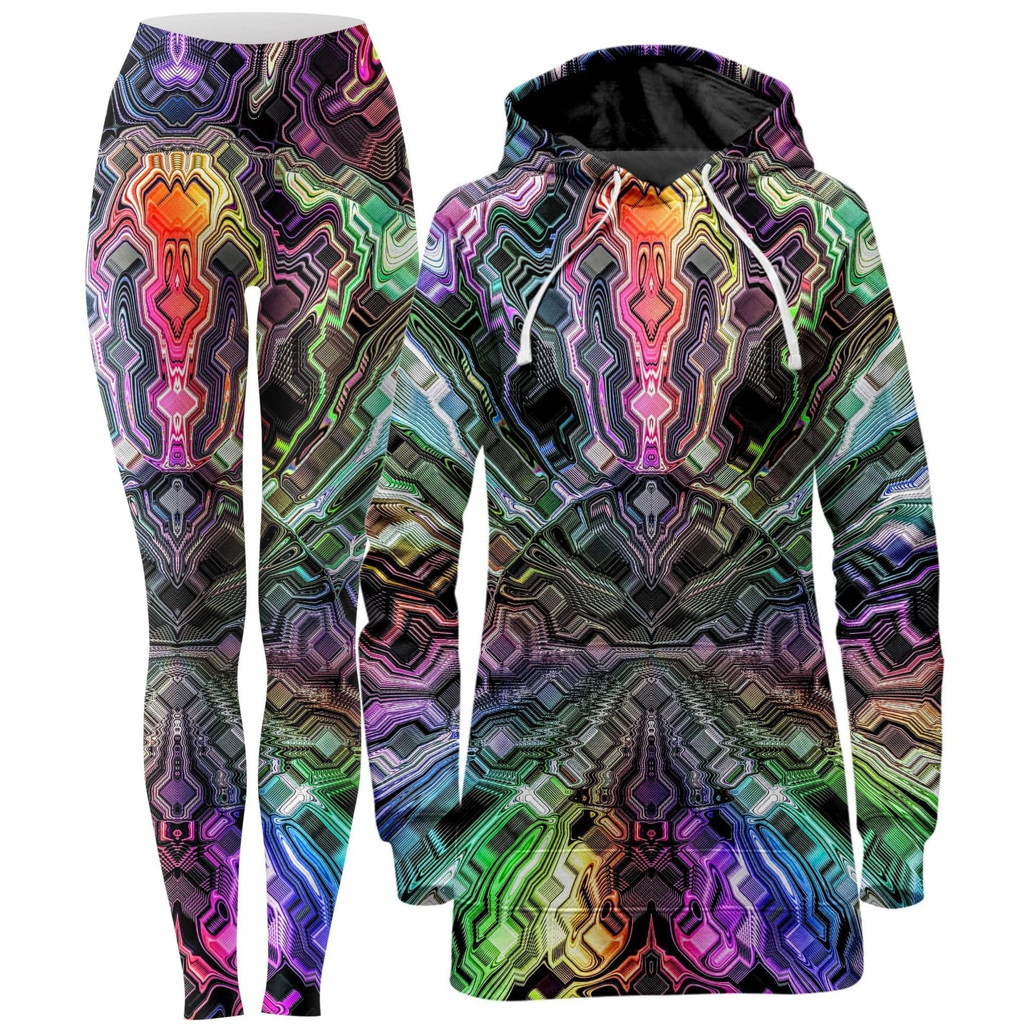 Holographic Storm Hoodie Dress and Leggings Combo, Glass Prism Studios, | iEDM