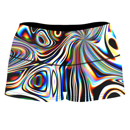 Oil Aura High-Waisted Women's Shorts, Glass Prism Studios, | iEDM