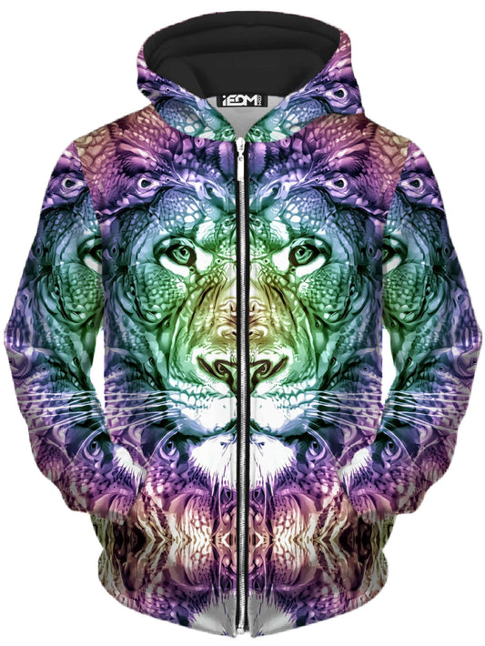 Spirit of the Lion Unisex Zip-Up Hoodie, Glass Prism Studios, | iEDM