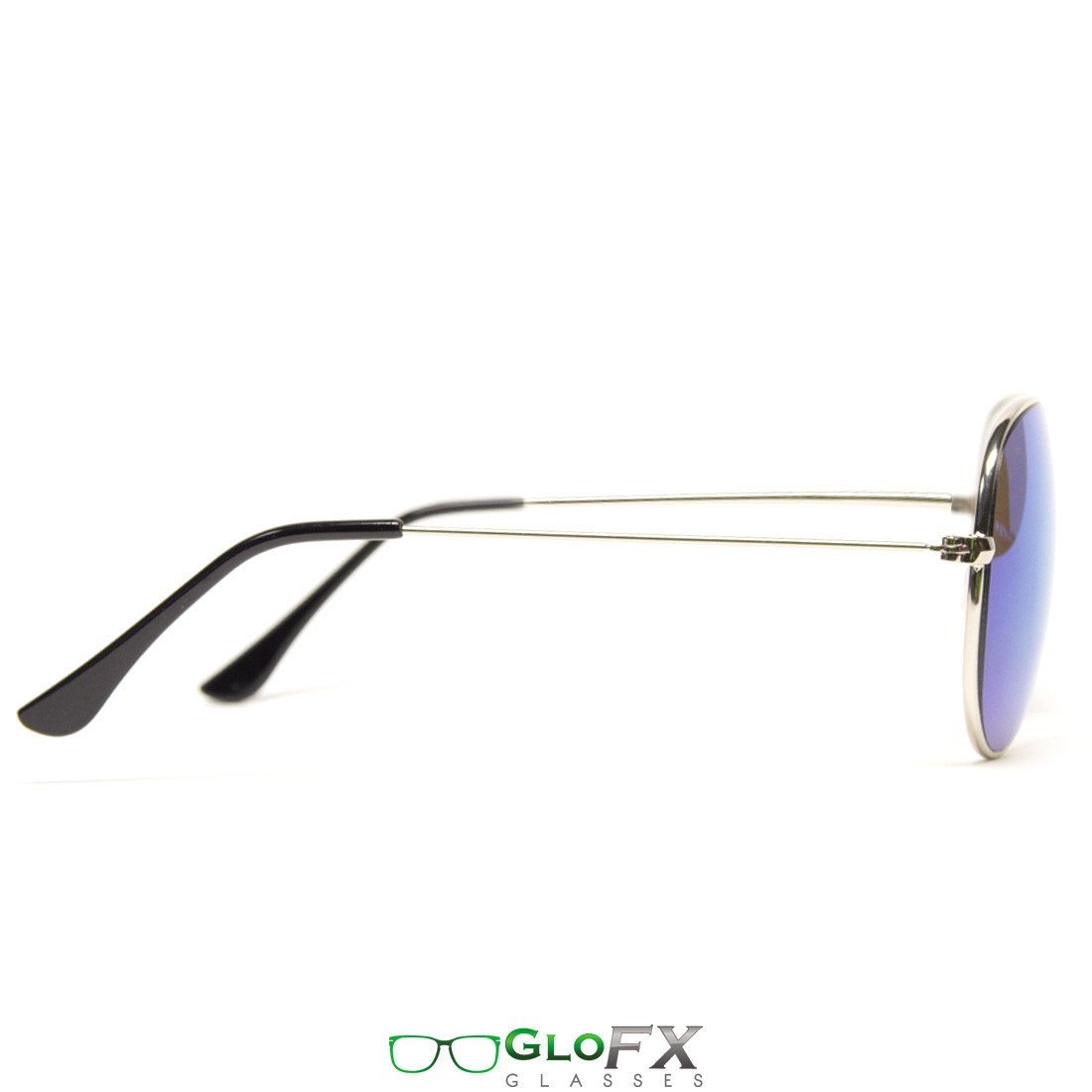 Blue Mirror Metal Pilot Aviator Style Diffraction Glasses, Glasses, | iEDM
