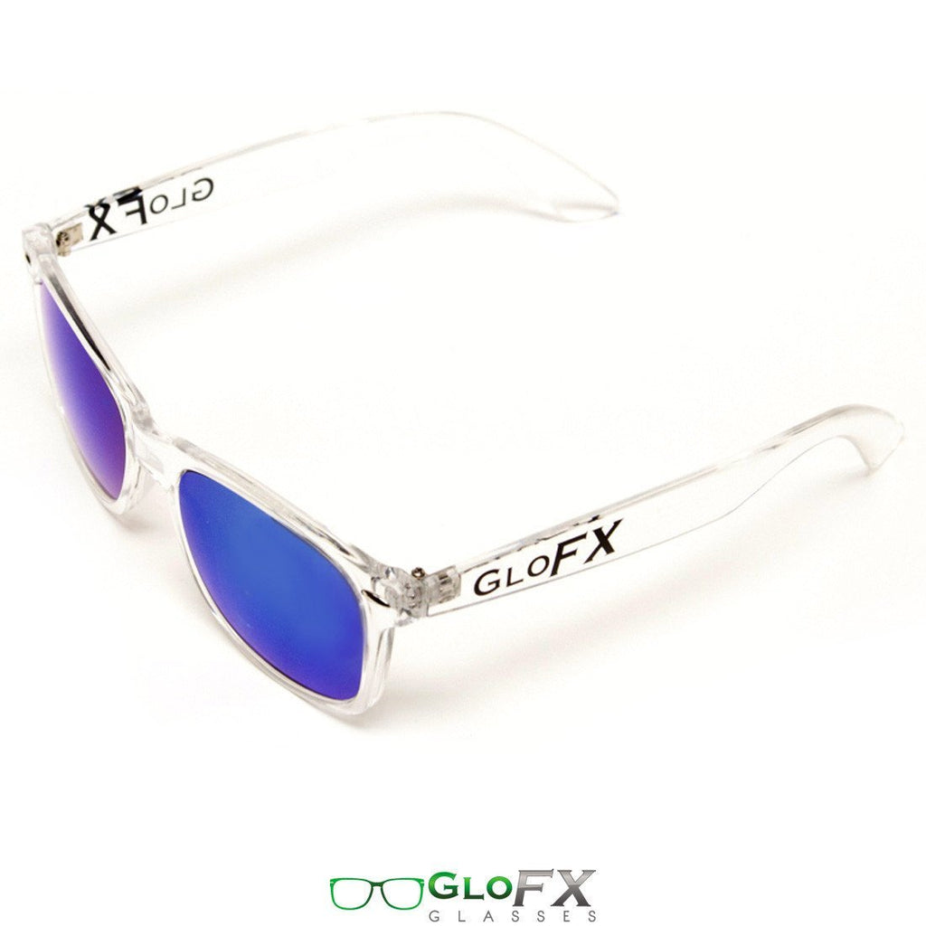 Clear Blue Mirror Diffraction Glasses, Glasses, | iEDM