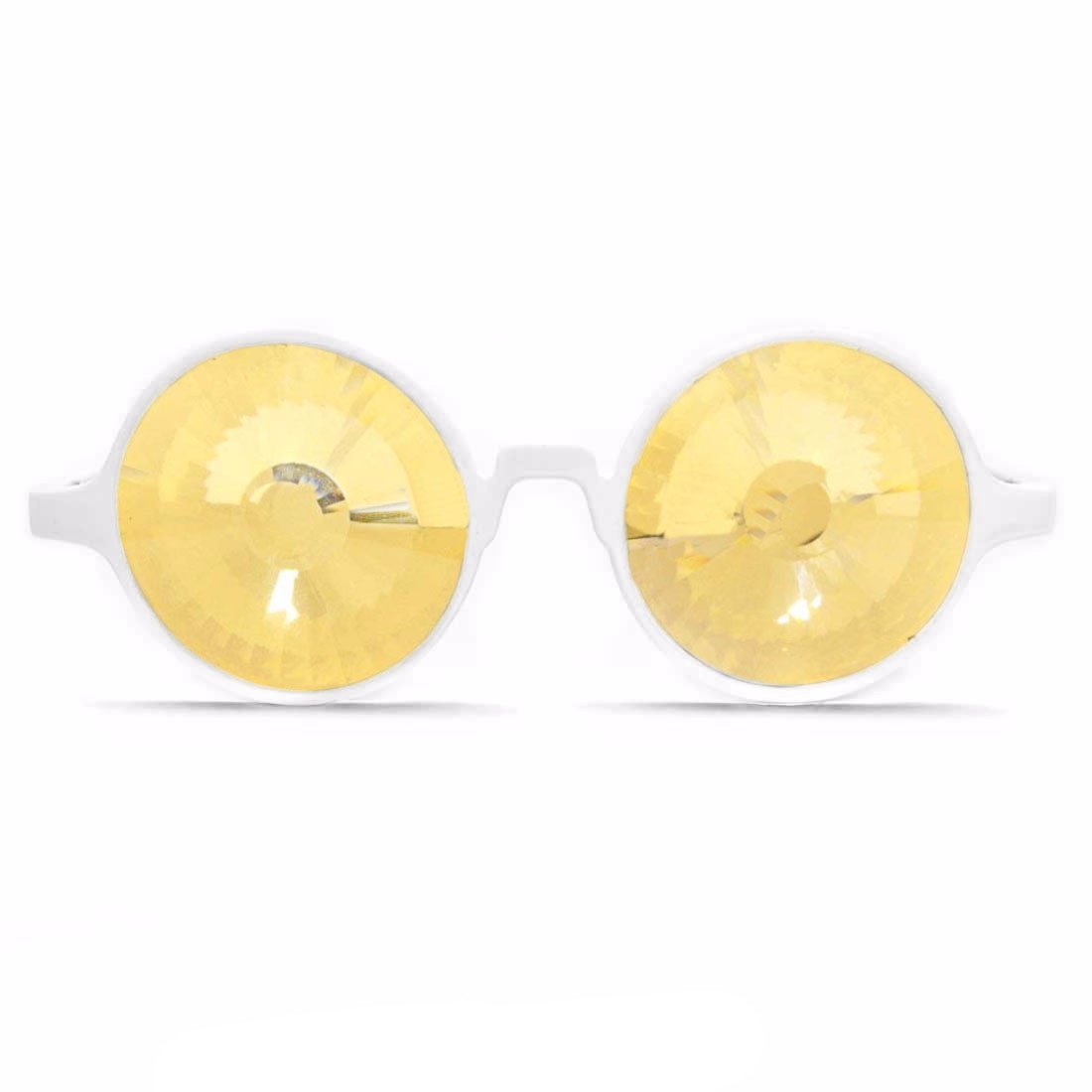White Kaleidoscope Glasses - Gold Wormhole, GloFX, | iEDM