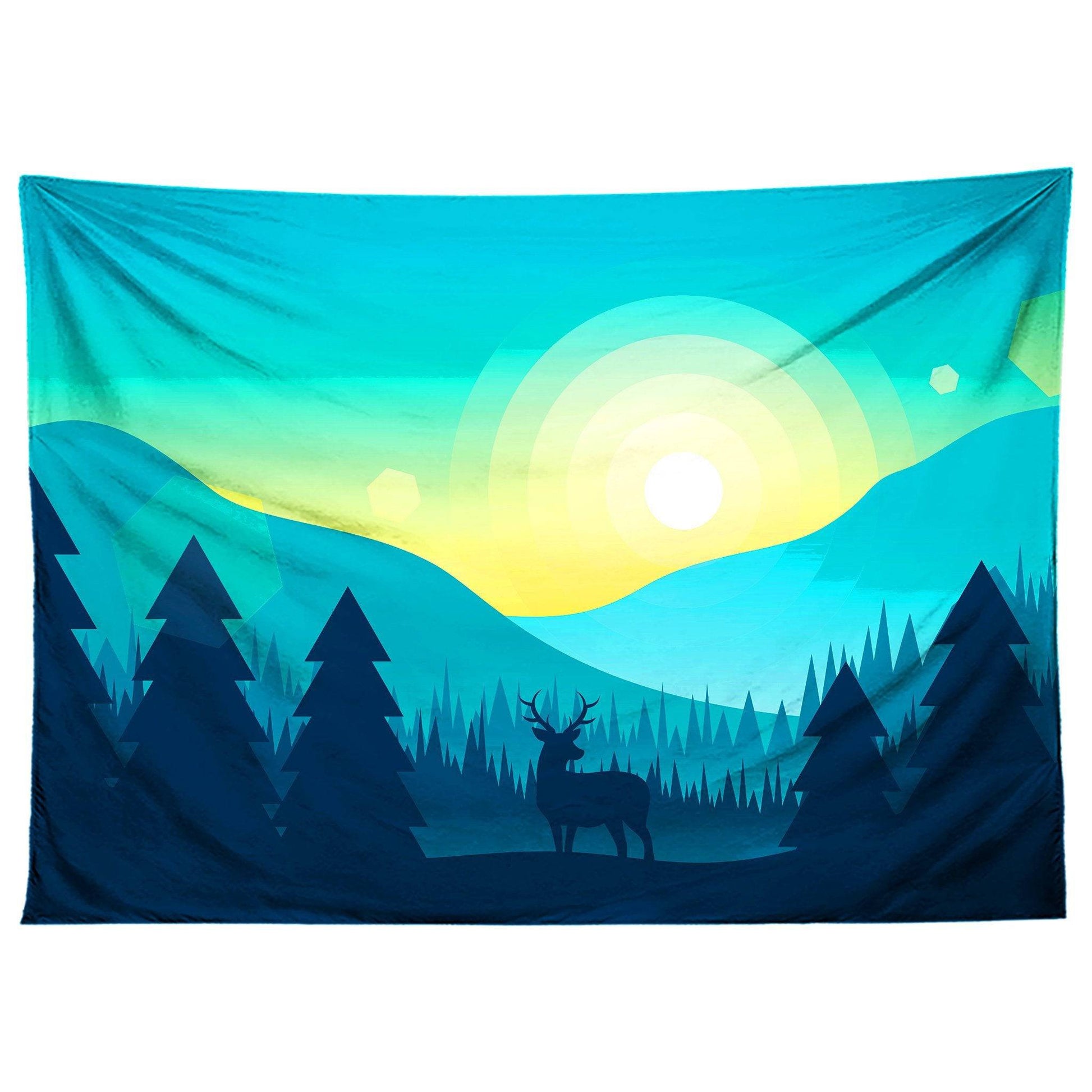 Blue Deer Silhouette Tapestry, Gratefully Dyed, | iEDM