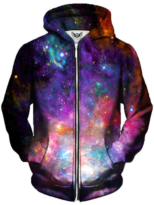 Gratefully Dyed Coral Corona Unisex Zip-Up Hoodie