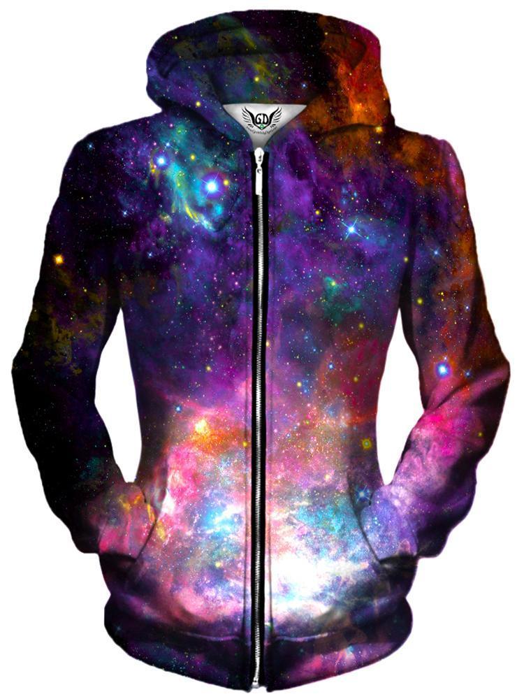 Gratefully Dyed Coral Corona Unisex Zip-Up Hoodie - iEDM