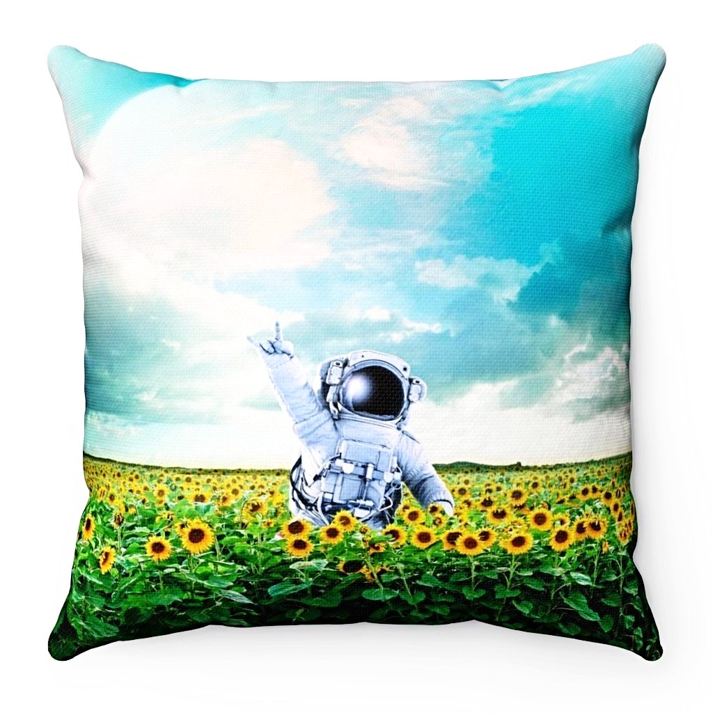 Home Decor Astronaut Flowers Square Pillow Case - iEDM