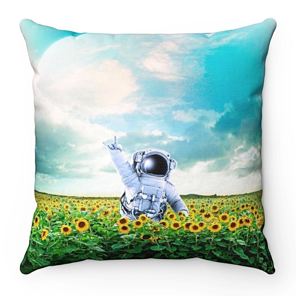 Home Decor Astronaut Flowers Square Pillow Case - iEDM