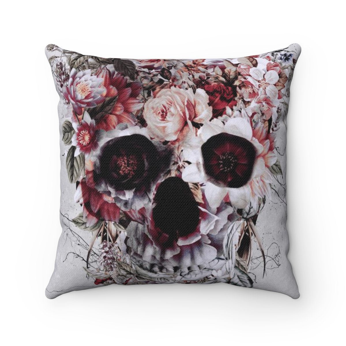 Floral Skull Square Pillow Case Home Decor - iEDM